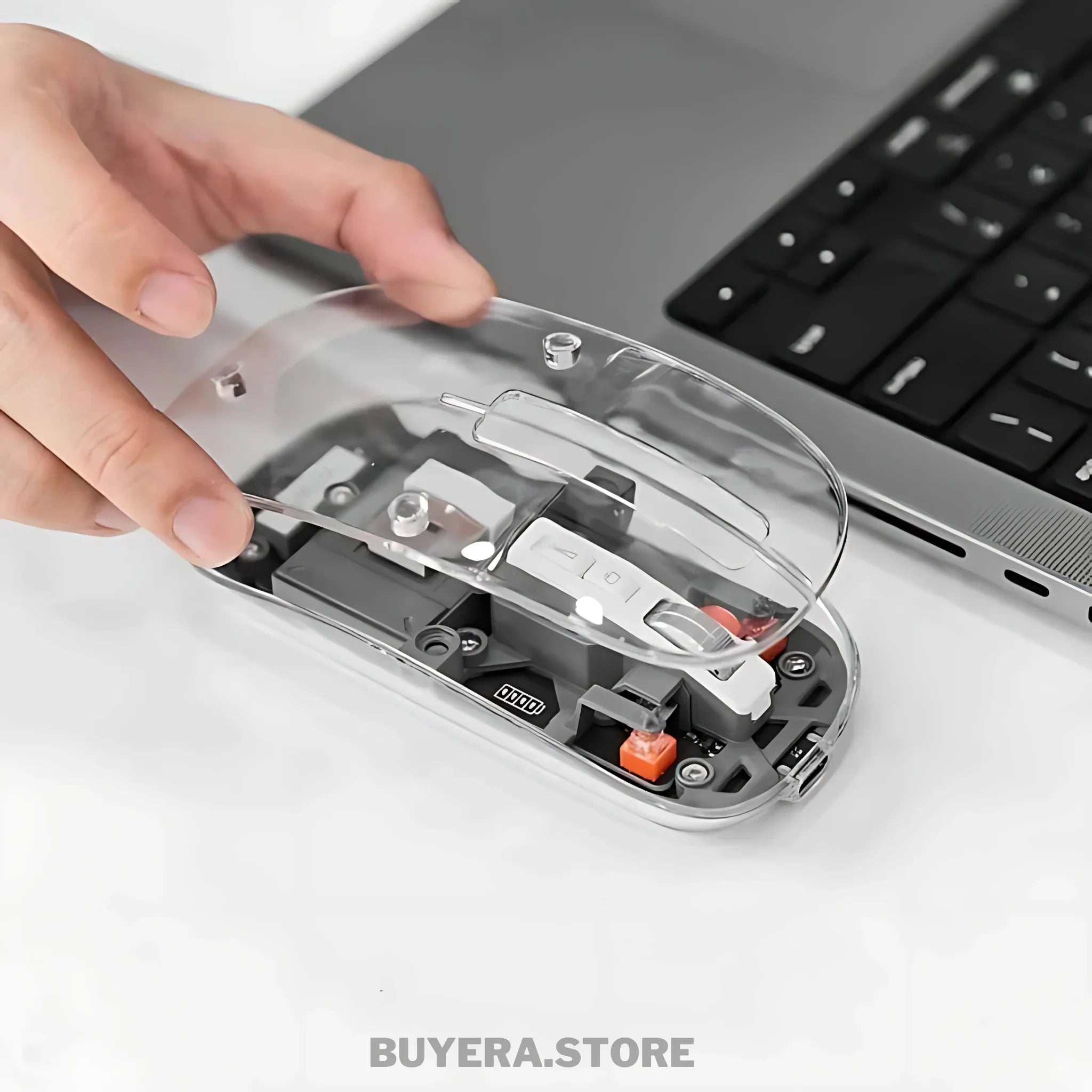 Crystal Transparent Wireless Mouse – Dual Mode & Rechargeable 🖱️✨