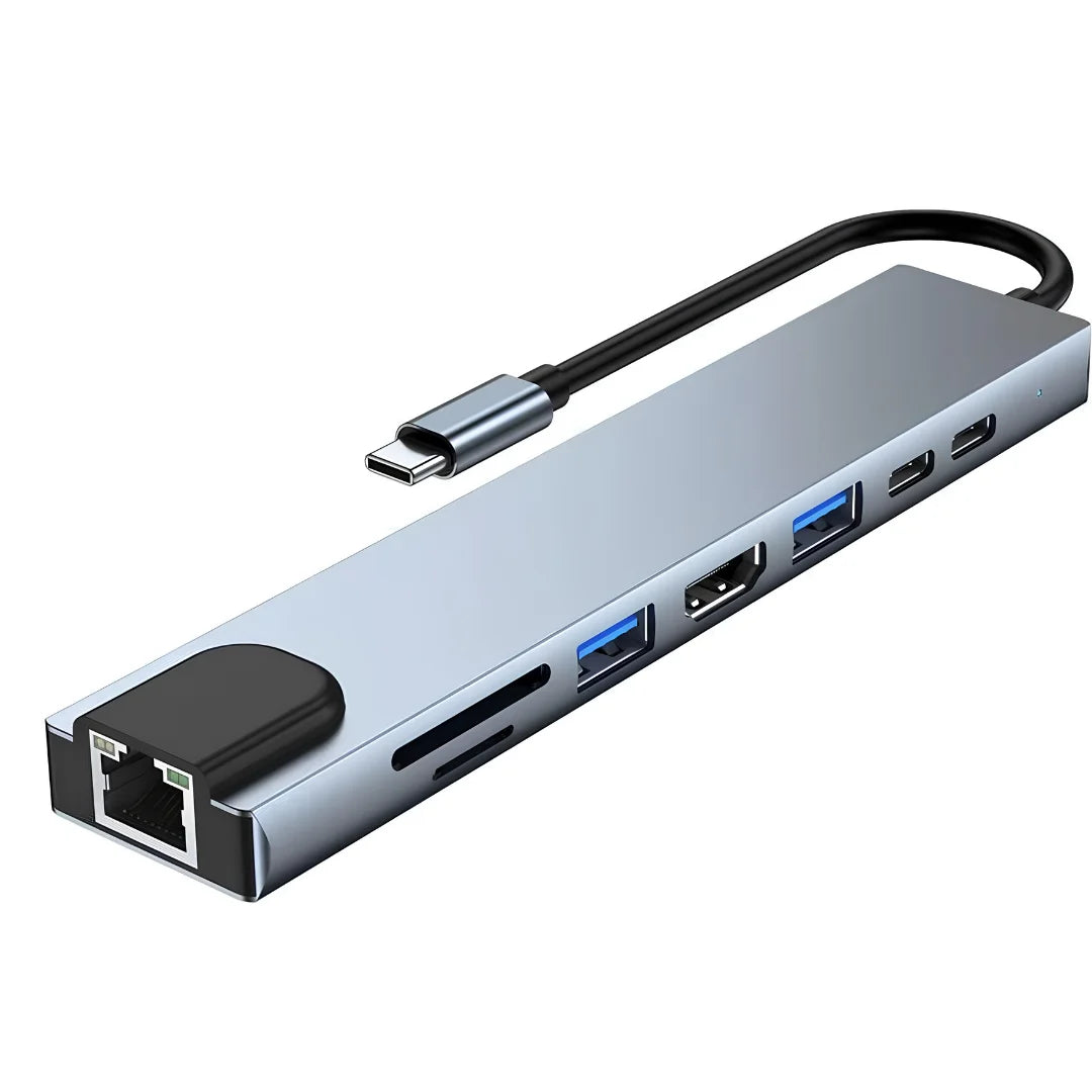 8-in-1 USB-C Hub Docking Station - 4K HDMI, Gigabit Ethernet & 87W PD Charging