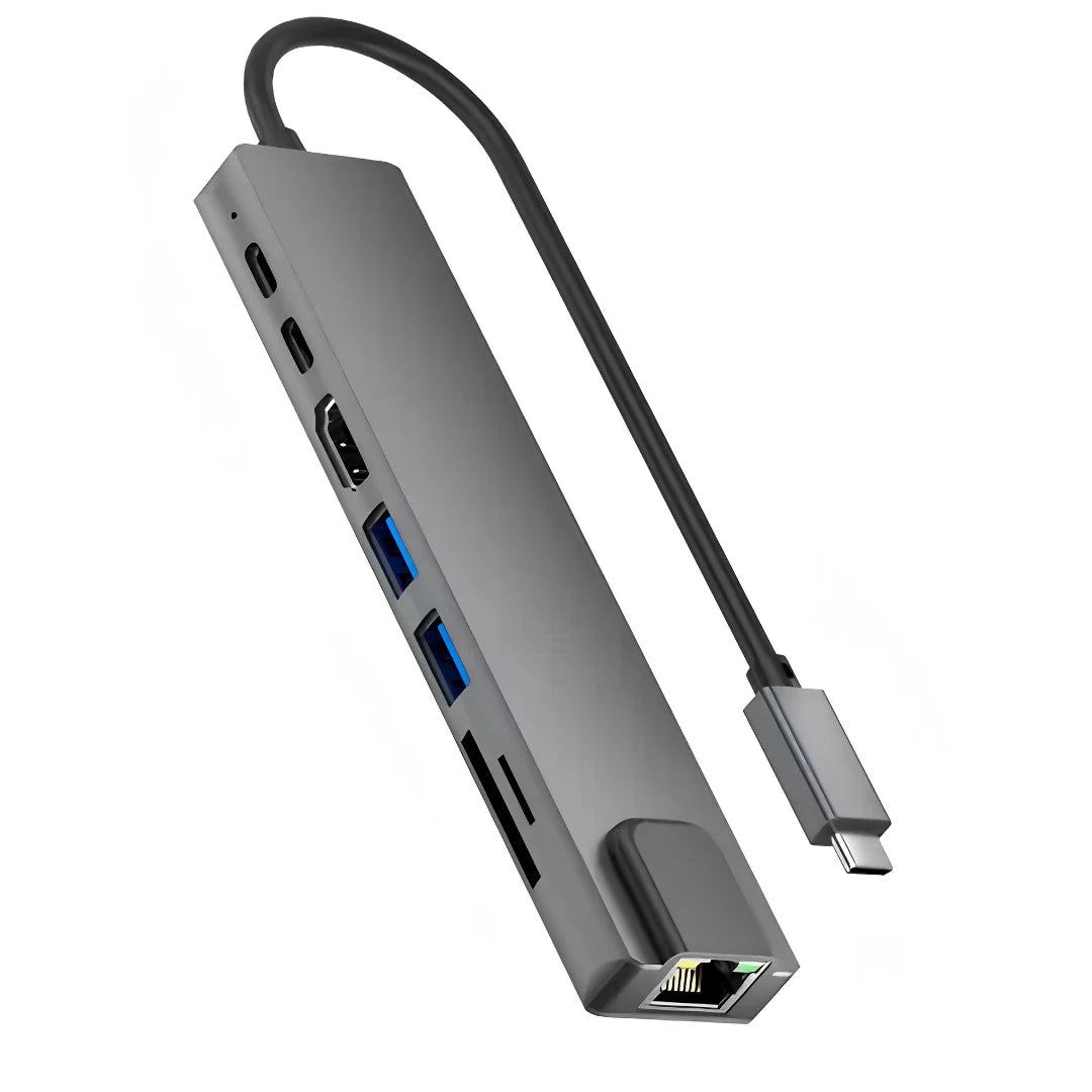 8-in-1 USB-C Hub Docking Station - 4K HDMI, Gigabit Ethernet & 87W PD Charging